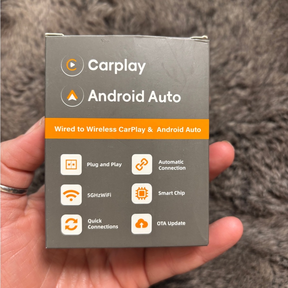 Wireless CarPlay & Android Auto Adapter - Gray with Orange Accents